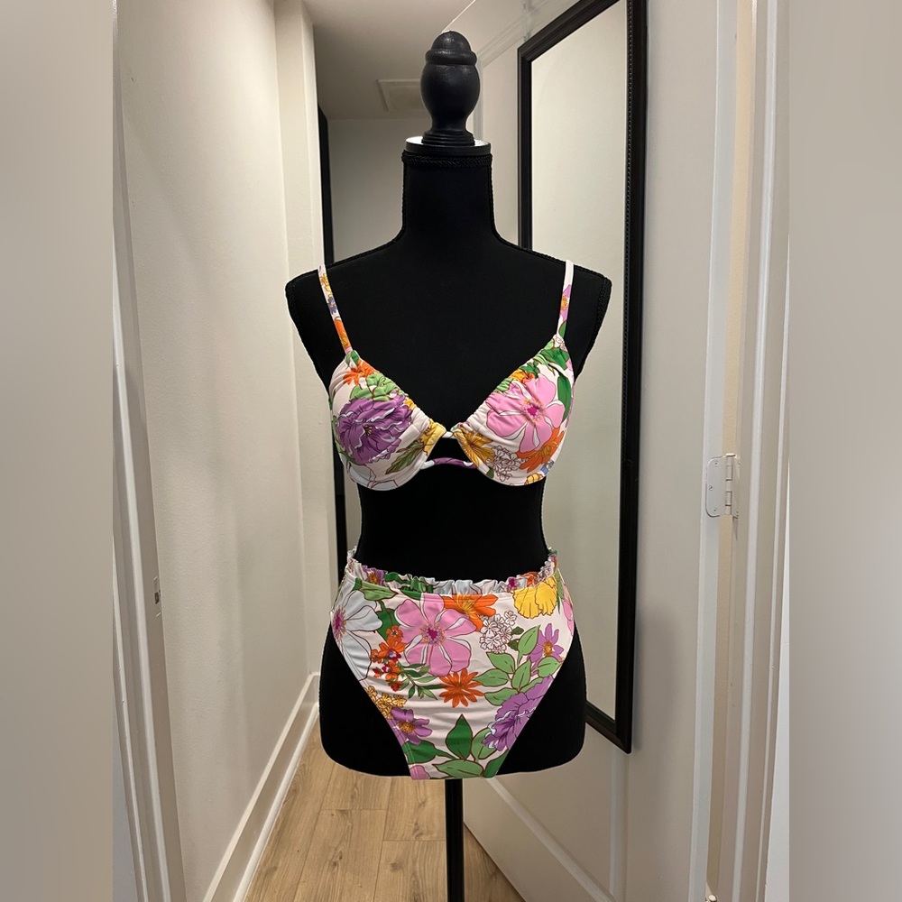 Cupshe Floral Bikini - Pink, Purple, Orange